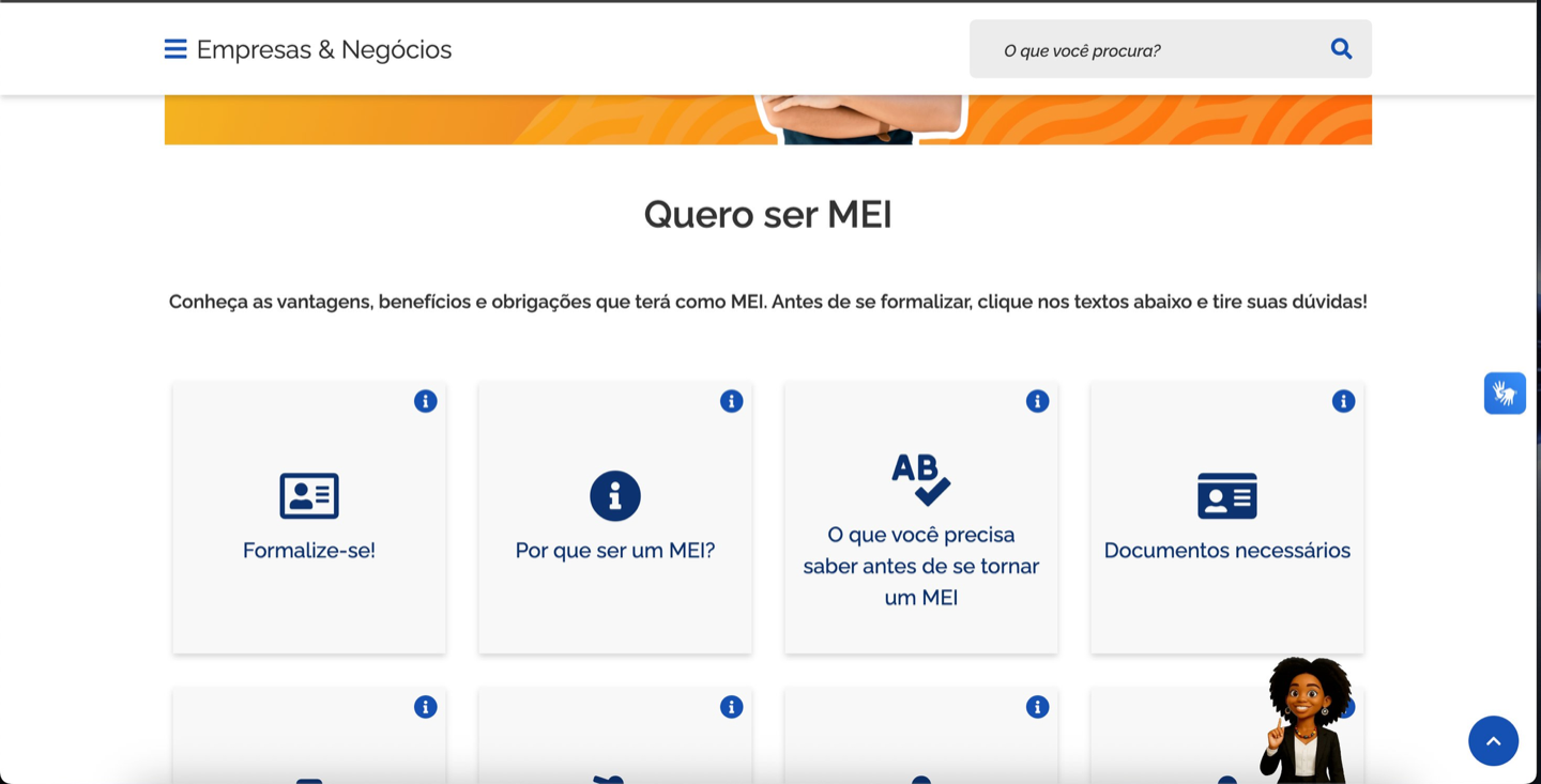 Página "Quero ser MEI" do Portal do Empreendedor (gov.br), com o card "Formalize-se!" para iniciar a abertura do MEI